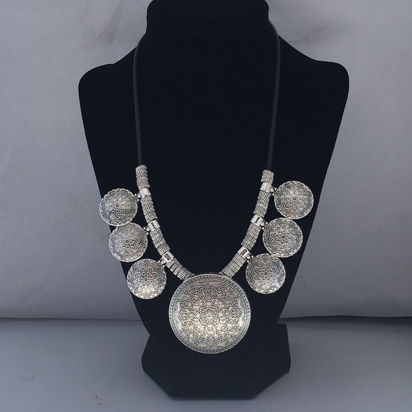 New! Tibetan Coin Statement Necklace - Picture 2 of 7